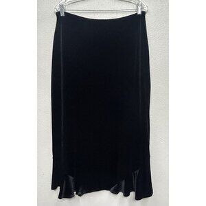 Vintage Black Velvet Midi Skirt Large 90s Y2K Goth Grunge Whimsigoth Witchy